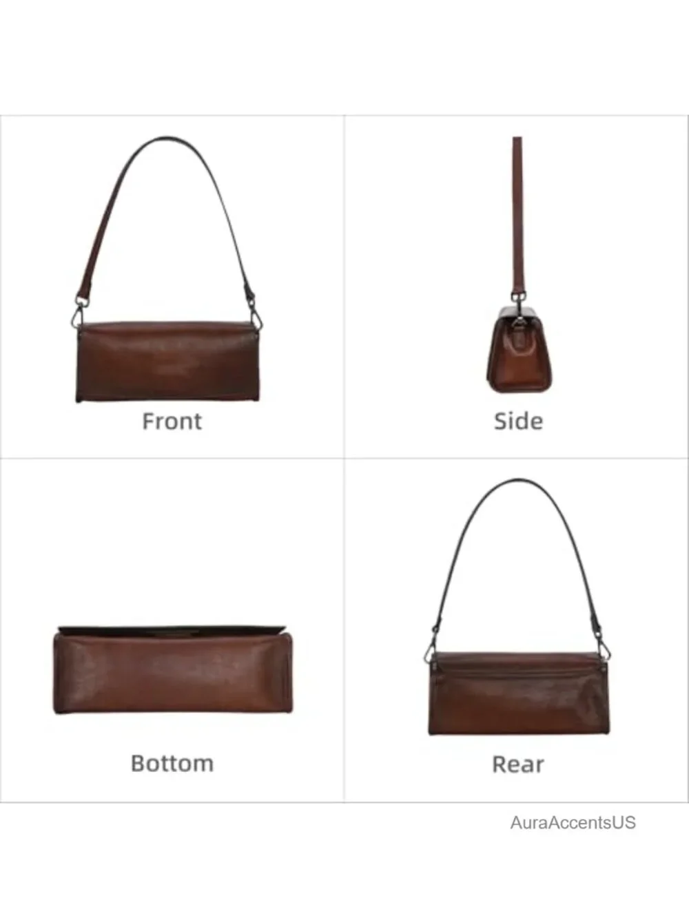 Genuine Leather Crossbody Bag with 3 Straps Satchel Handbag for Women Travel